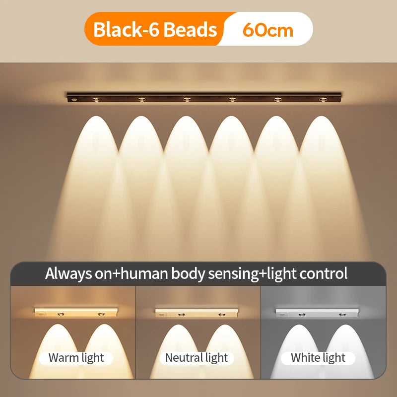 Human body sensing LED light Intelligent wireless charging light Self-adhesive kitchen wardrobe wine cabinet free installation tableandwalllamps