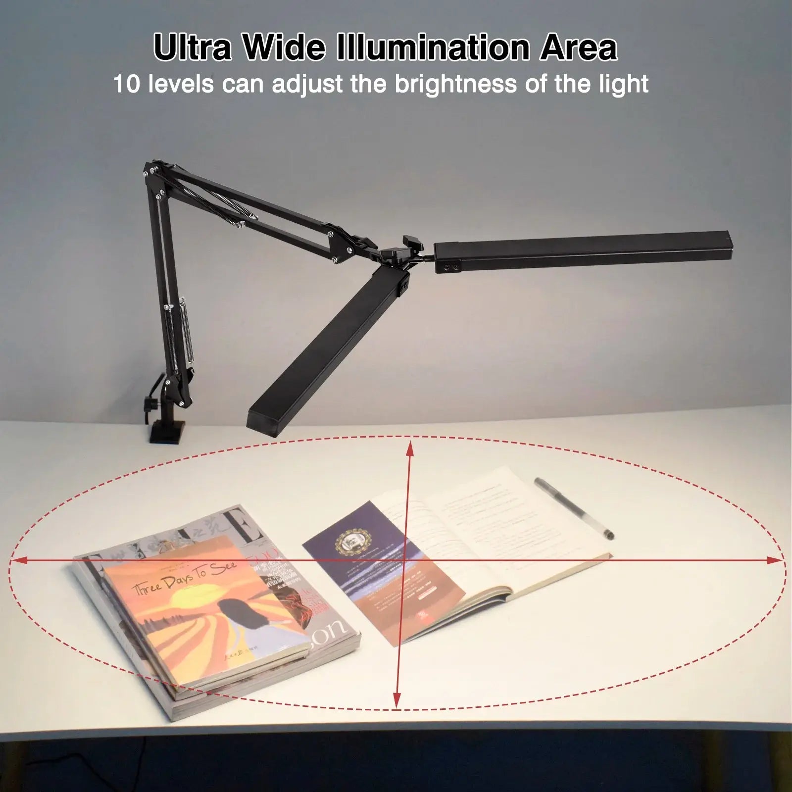 24W LED Desk Lamp for Home Office Dual Swing Arm Eye-Caring Architect Task Lamp Adjustable Foldable Table Lamp 3 Lighting Modes tableandwalllamps