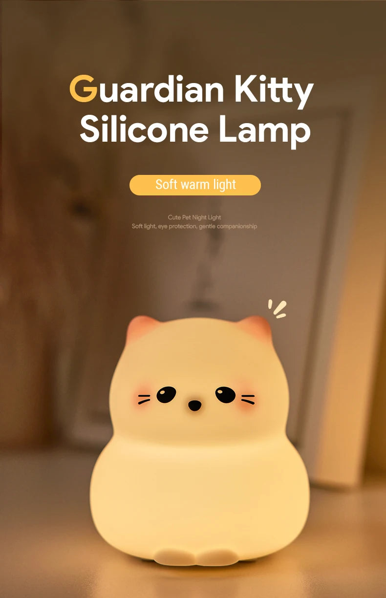 Cute Kitty Led Night Light Rechargeable Silicone Cat Table Lamp for Toddler Kids Room Bedroom Baby Nursery Lamp Birthday Gifts tableandwalllamps