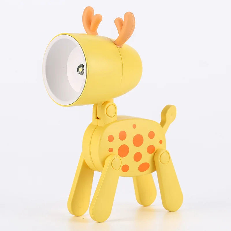 LED Night Light Mini Cute Pet Light Kawaii Gift Cartoon Dog Deer Folding Table Lamp Kids Room Bedside Bedroom Living Room Decor tableandwalllamps