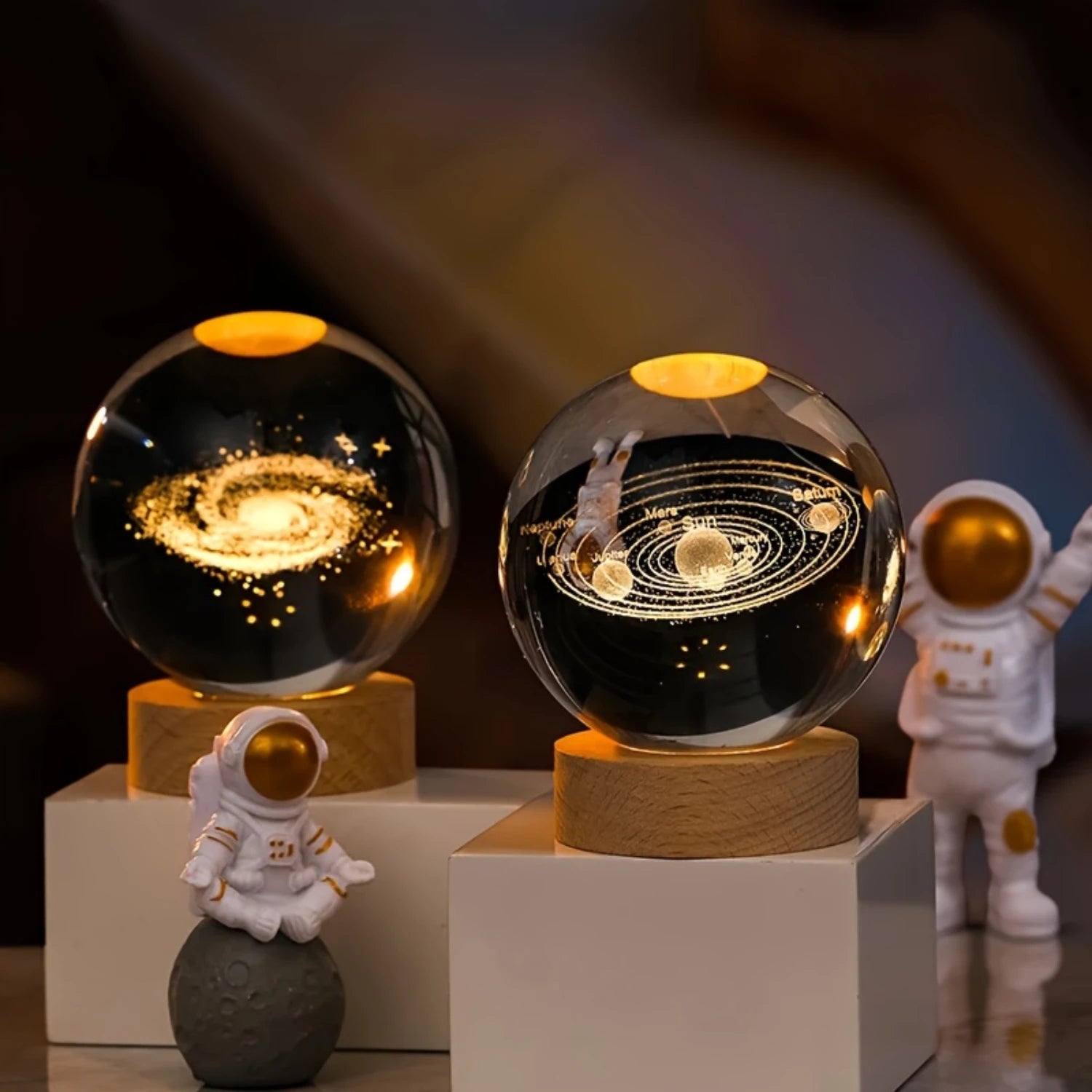 USB LED Night Light Galaxy Saturn 3D Crystal Ball Mood Light Bedroom Home Decor Table Lamp for Children Christmas Creative Gift tableandwalllamps