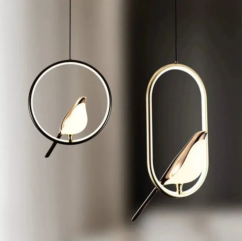 Magpie Bird LED Cord Pendant Lamps AC85-265V Indoor LED Chandelier Lights for Bedside Bedroom Indoor Black Silver Hanging Lights tableandwalllamps