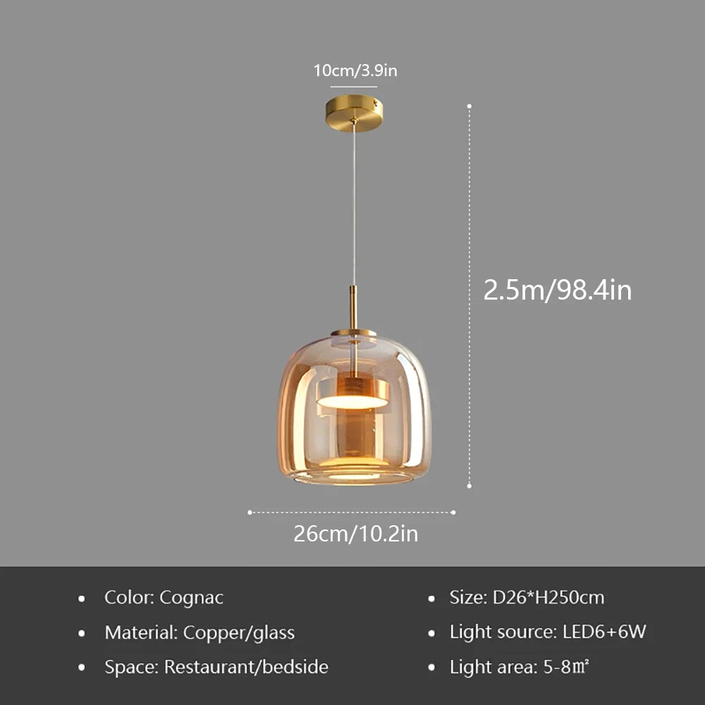 Modern Glass Led Pendant Light Nordic Suspension Dining Room Chandelier For Restaurant Kitchen Bedroom Bedside Hanging Lamp