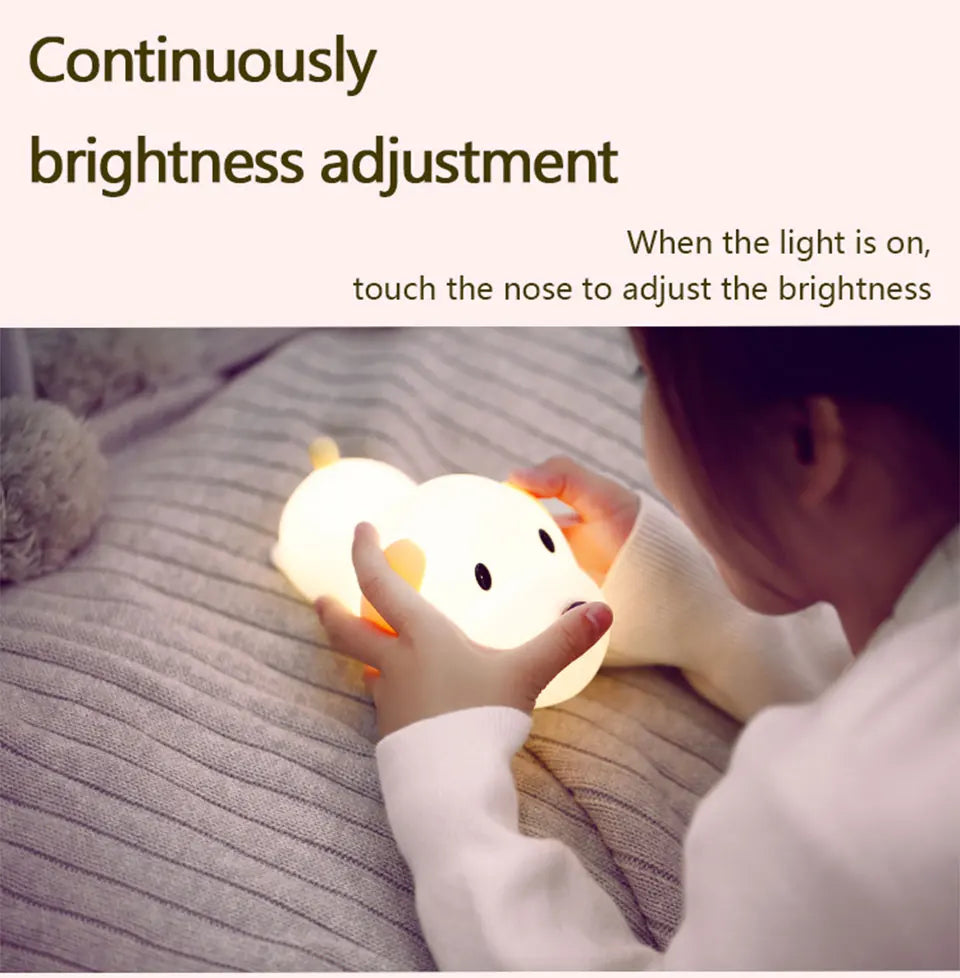 Puppy Cat Night Light Rechargeable Nursery Led Table Lamp Silicone Kawaii Birthday Gifts for Kids Toddler Room Bedroom Decor tableandwalllamps