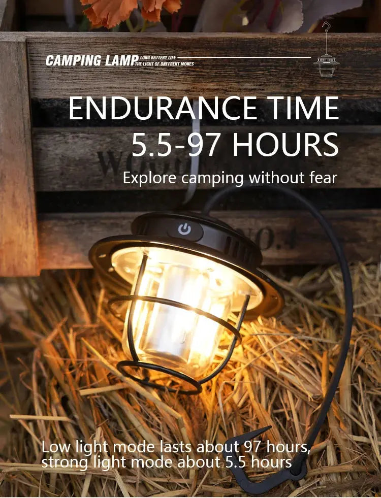 Retro Portable Camping Lantern Waterproof Emergency Light Stepless Dimmable Hanging Tent Lamp for Outdoor Hiking tableandwalllamps