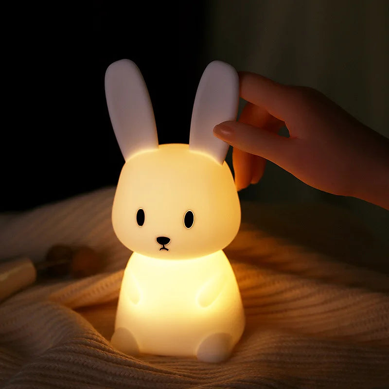 Cute Silicone Night Light Rabbit Whale Cat Touch Sensor USB Rechargeable Bedroom Bedside Lamp For Kids Baby Dropshipping tableandwalllamps