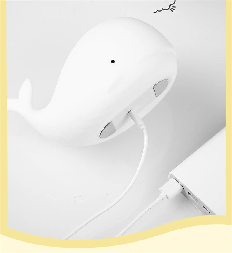 Cute Silicone Night Light Rabbit Whale Cat Touch Sensor USB Rechargeable Bedroom Bedside Lamp For Kids Baby Dropshipping tableandwalllamps