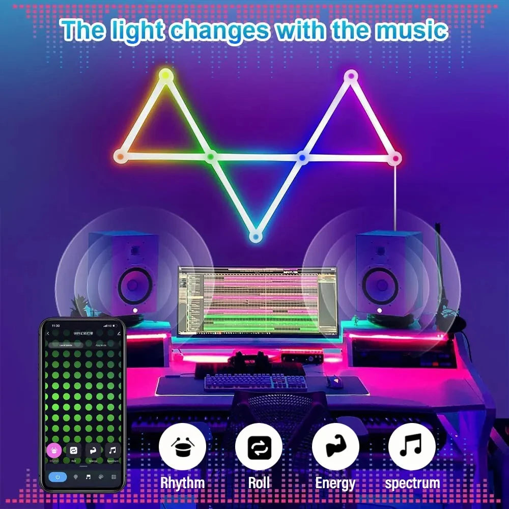 RGBIC LED Smart Wall Lamp Bar WIFI Music Sync Atmosphere Night Light TV wall game room bedroom DIY decoration lights APP control tableandwalllamps