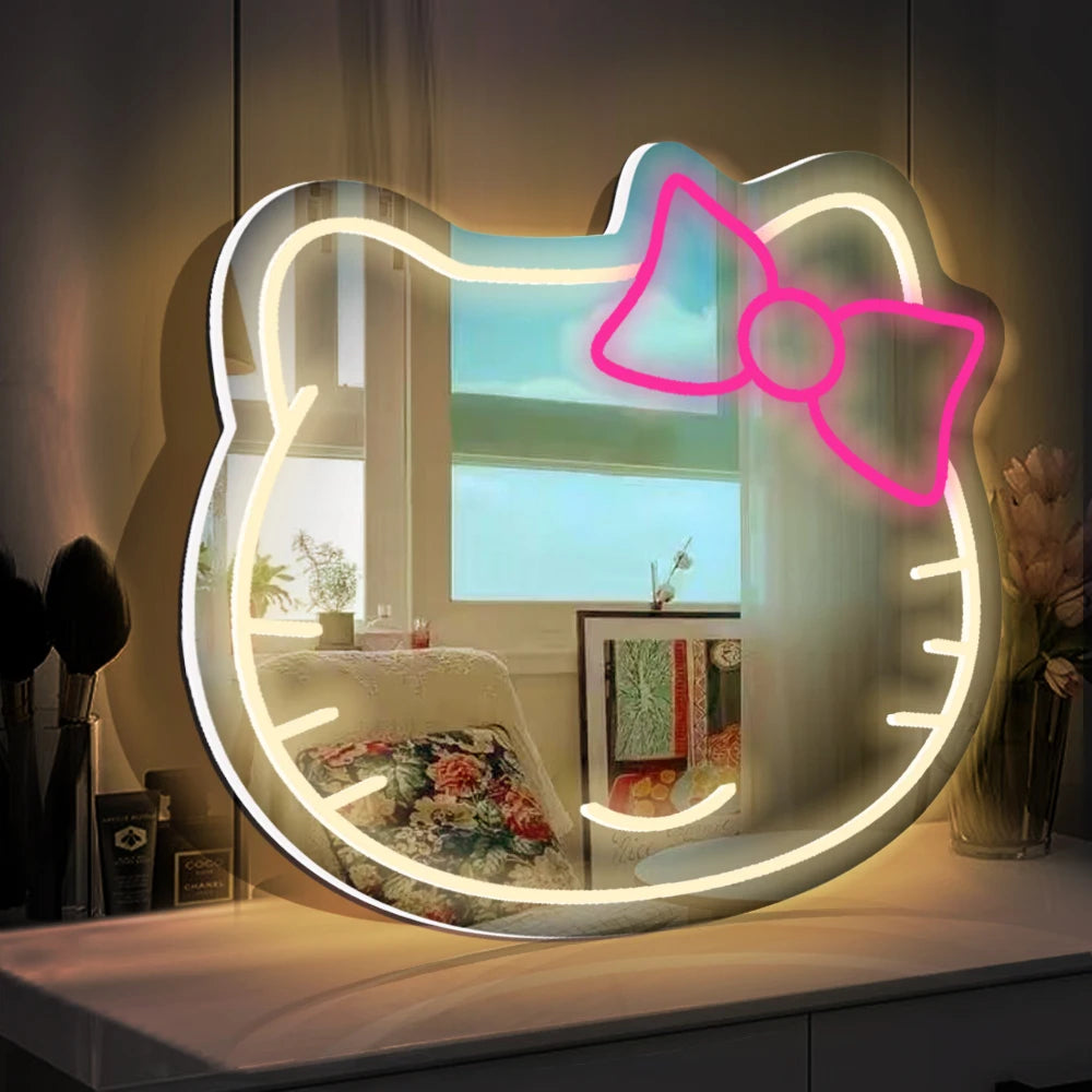 Butterfly Neon Sign for Bedroom, 16x14in Neutral Light Butterfly Mirror Neon Light USB Operated Wall Decor for Living Room, tableandwalllamps