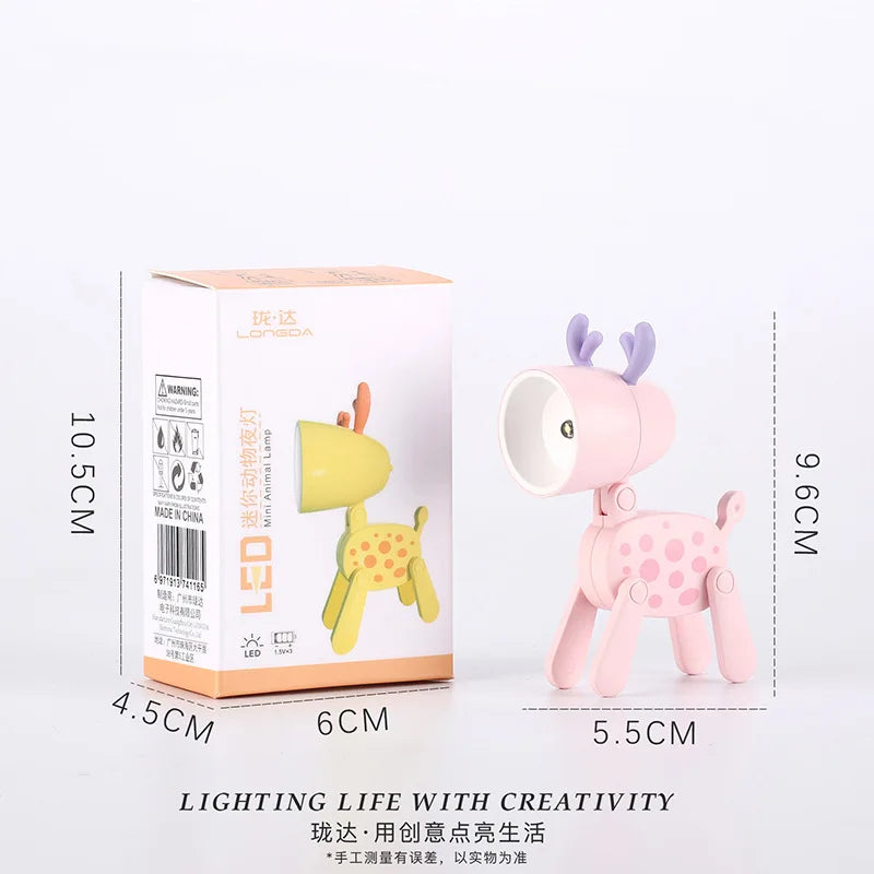 LED Night Light Mini Cute Pet Light Kawaii Gift Cartoon Dog Deer Folding Table Lamp Kids Room Bedside Bedroom Living Room Decor tableandwalllamps