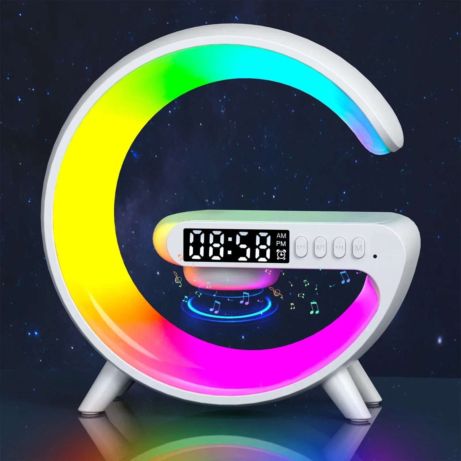 BIG G Multifunction Wireless Charger Stand Pad Speaker RGB Night Light Fast Charging Station for iPhone 15 14 13 Samsung Xiaomi tableandwalllamps