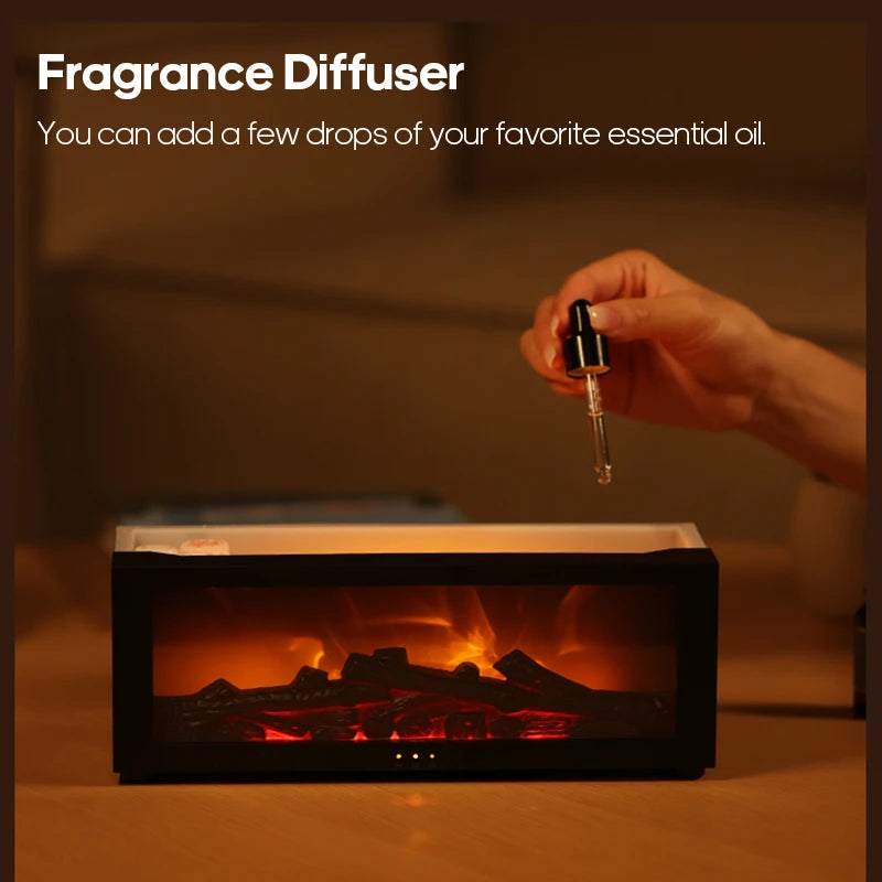 Fireplace Aroma Diffuser Colorful Flame Air Humidifier with Timer Remote and Waterless Auto Off for Home Office Birthday Gifts tableandwalllamps