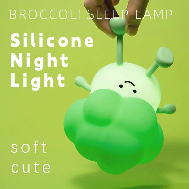 Cute Broccoli Night Light - LED Sleep Lamp for Kids, Soft Glow Nursery Decor Cartoon Baby Bedside Lamp tableandwalllamps