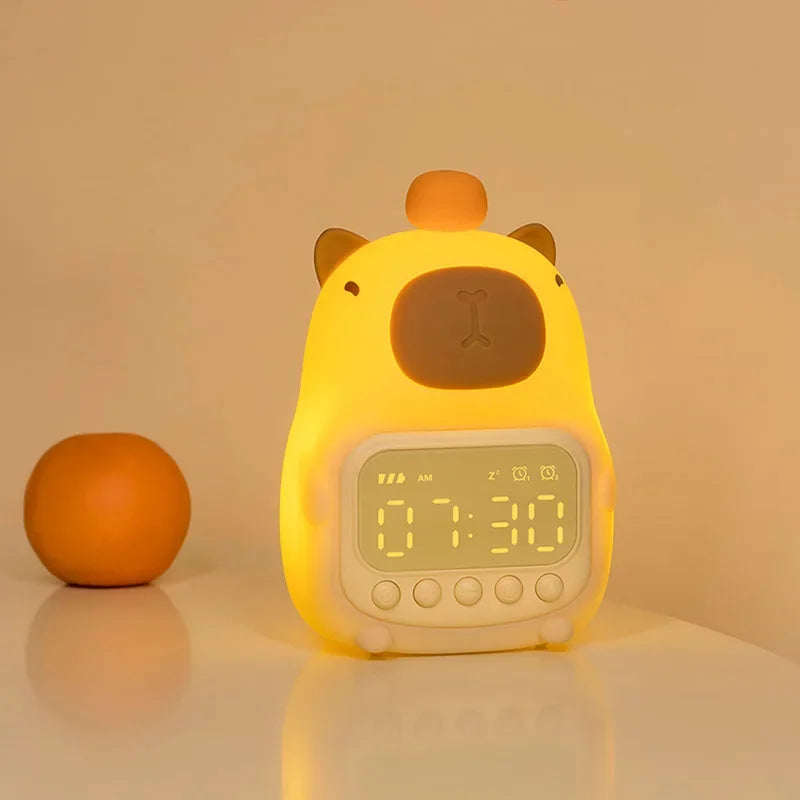 Cute Capybara Night Light Rechargable Digital Alarm Clock Night Lamp Touch Snooze Desktop Table Light for Gift tableandwalllamps