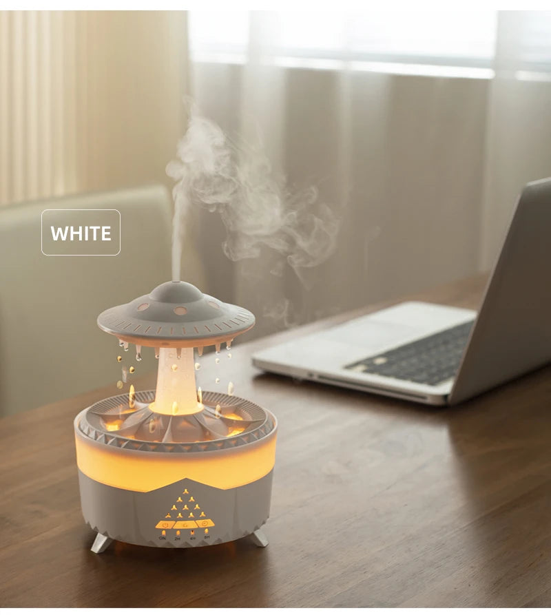 350ml Aroma Air Humidifier Mini Usb Remote Control Raindrop Colorful Light Aromatherapy Room Rain Cloud Aroma Oil  Diffuser tableandwalllamps