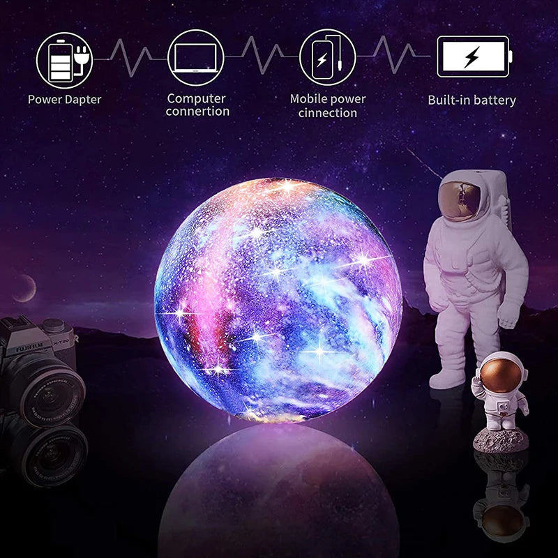 3D Printing Moon Galaxy Lamp Light 16 Color Change Touch And Remote Control Kids Night Light Bedroom Room Decor Home Gifts Lamp tableandwalllamps