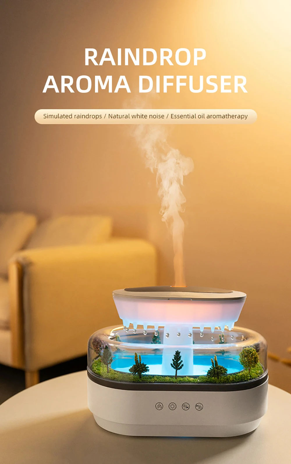 Aroma Humidifier Fragrance Diffuser Room Essential Oil Diffuser Home Aromatherapy Air Humidifier with Colorful Light and Music tableandwalllamps