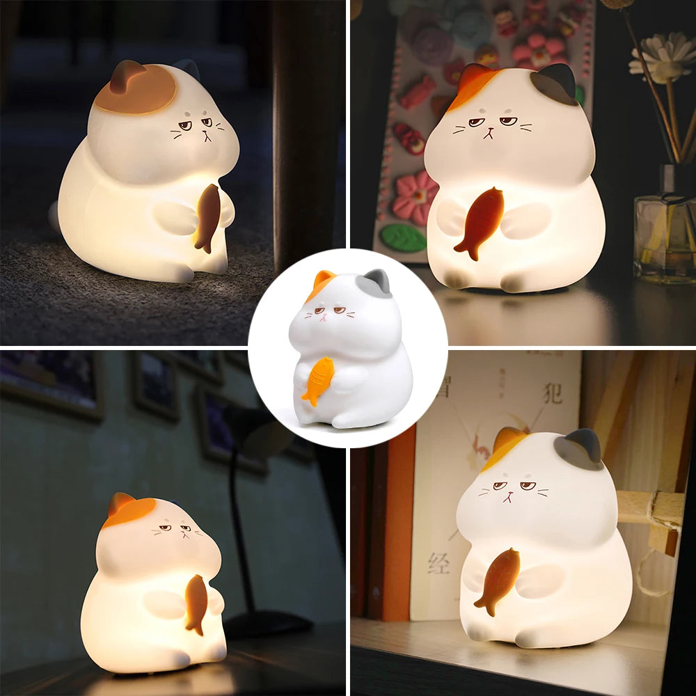 Silicone Cat Dog Night Light USB Rechargeable Nursery Sleeping Lamp Kawaii Bear Cordless Night Lights For Kids Room Decor tableandwalllamps