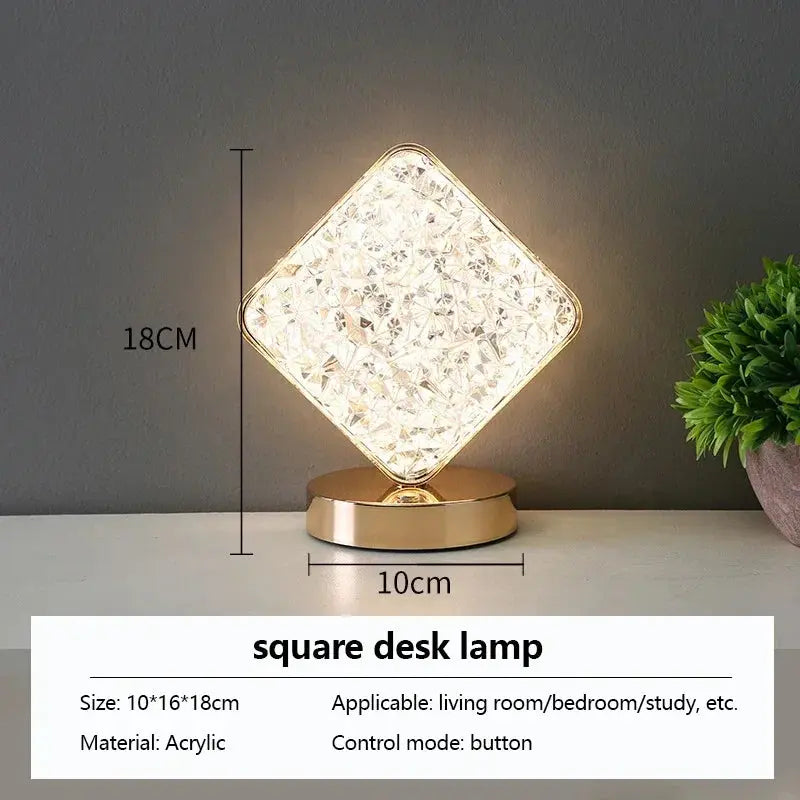 Nordic Luxury Bedroom Lamp Acrylic Crystal Star Bedside Table Lamp Romantic Atmosphere Lamp Recharge Touch Switch Night Lights tableandwalllamps