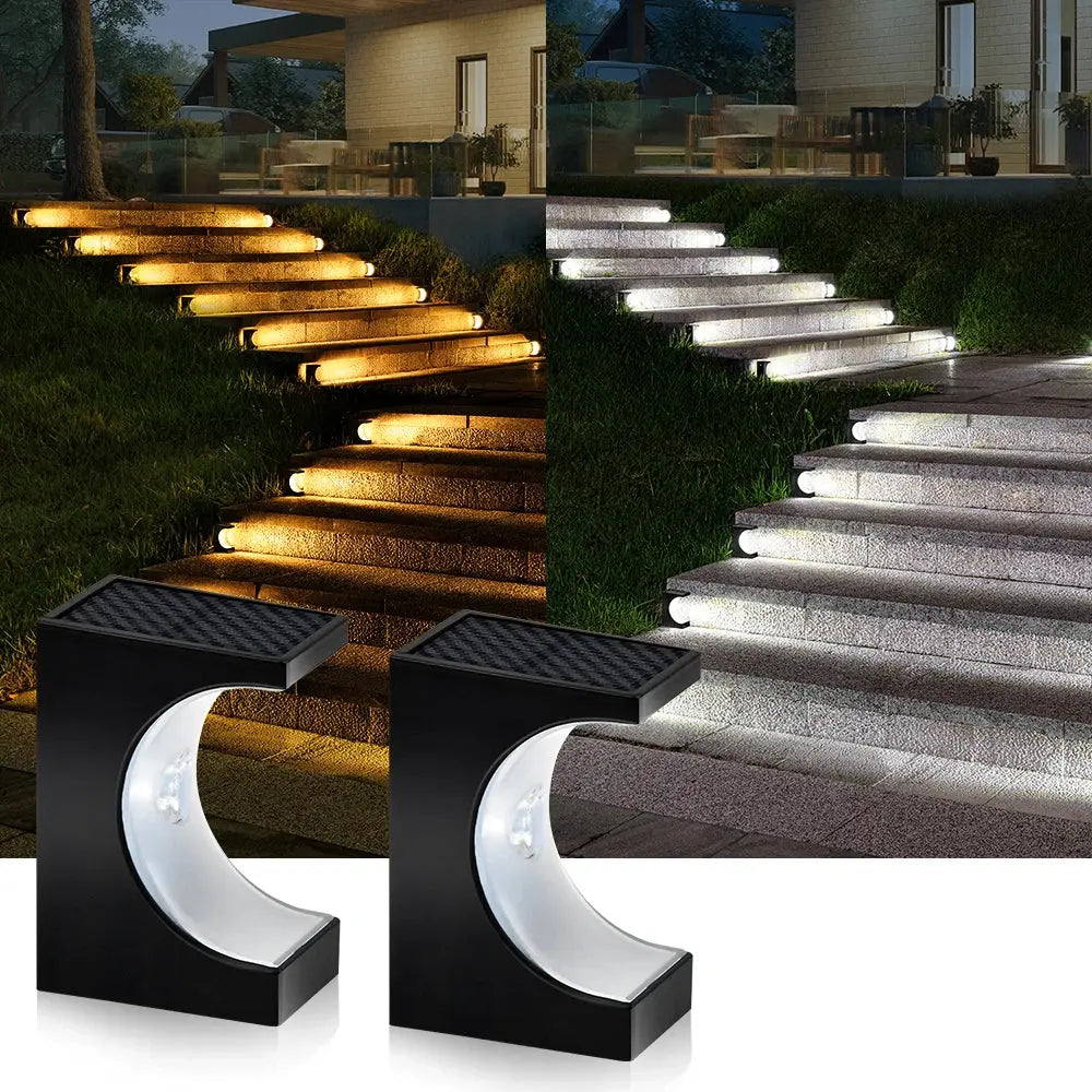 Solar Stair Light LED Porch Light Outdoor IP65 Waterproof Solar Light Decorative Lighting For Garden Deck Path 2pcs no-punch tableandwalllamps