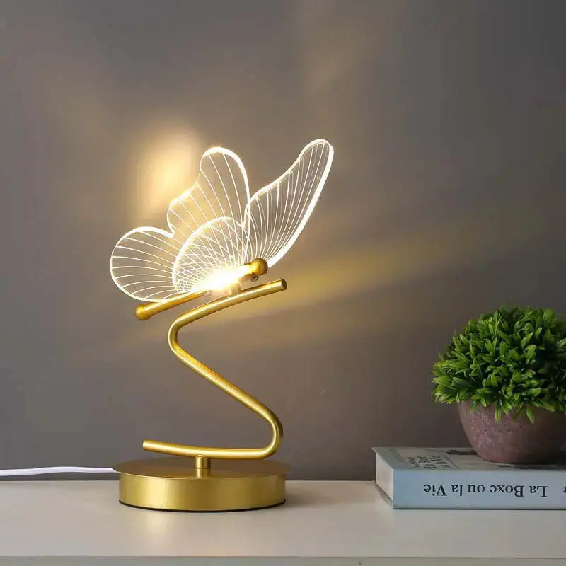 Nordic Butterfly Table Lamp USB Indoor Lighting Switch Button Home Decor Bedroom Bedside Living Room Dinner LED Desk Lamps tableandwalllamps