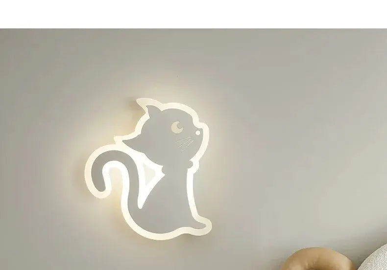 Children's room wall light Northern Europe modern simple creative male and female bedroom minimalist bedside lamp cat wall light tableandwalllamps