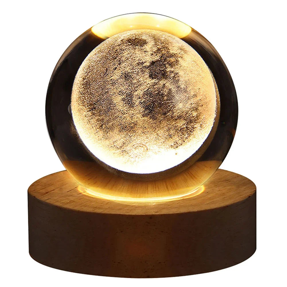 Crystal Ball LED Night Light Glowing Planet Galaxy Solar System Astronaut 3D Moon Table Lamp USB Room Atmosphere Lamp tableandwalllamps