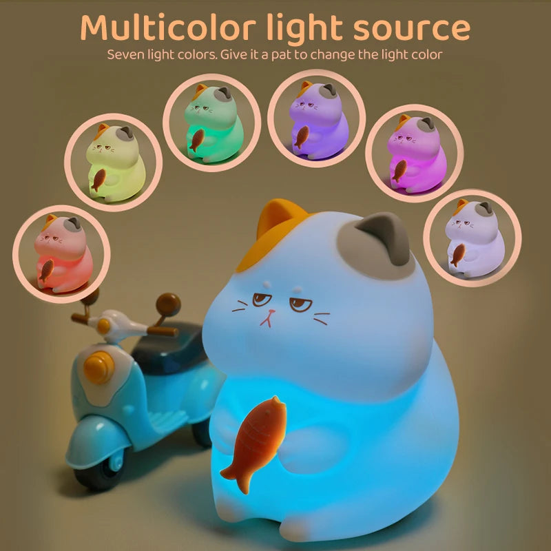 Silicone Cat Dog Night Light USB Rechargeable Nursery Sleeping Lamp Kawaii Bear Cordless Night Lights For Kids Room Decor tableandwalllamps