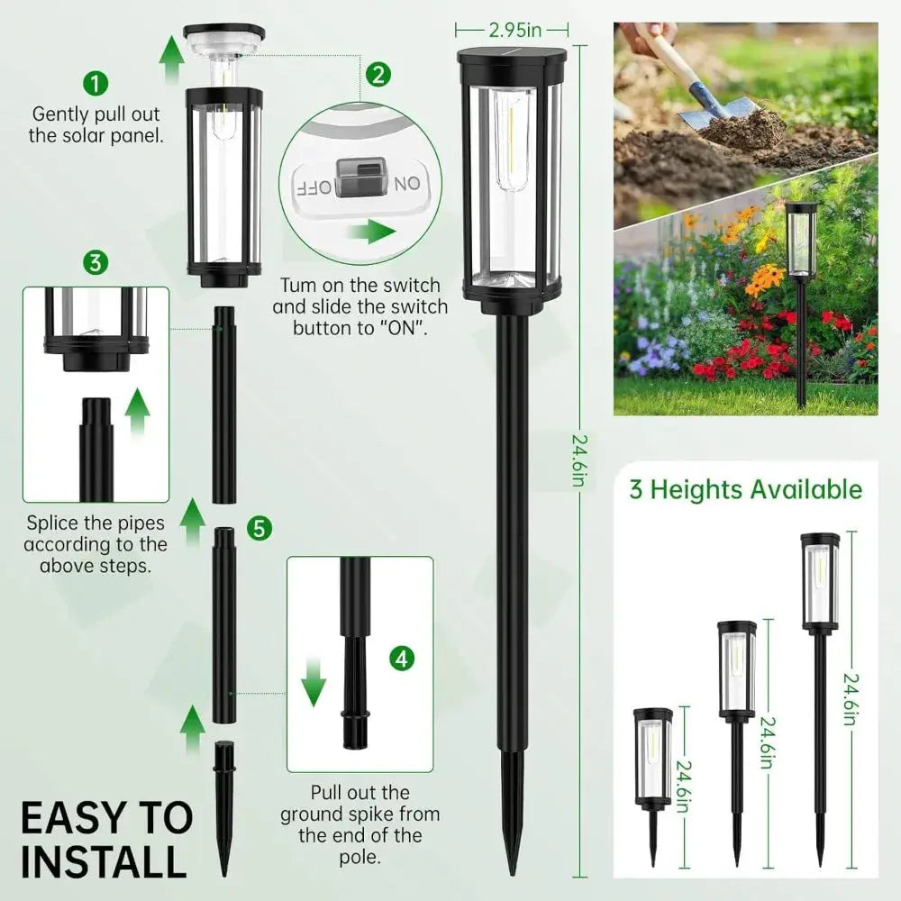 Bright Solar Pathway Lights Outdoor, 8 Pack Solar Powered Garden Lights Waterproof, Auto On/Off Solar Yard Lights for Lawn Patio tableandwalllamps