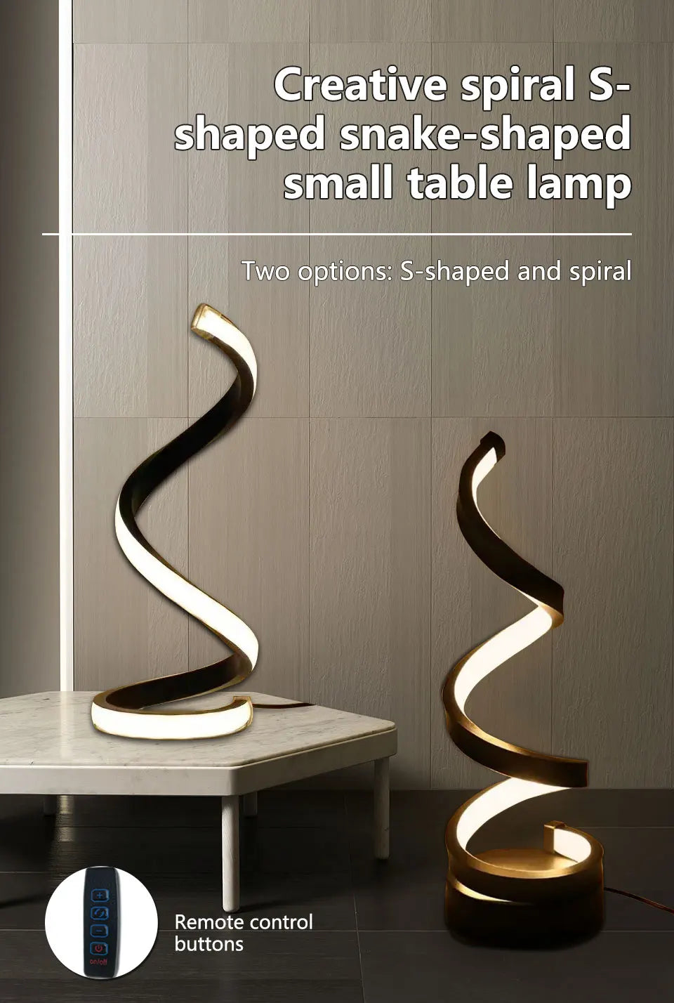 Modern Spiral Table LED Night Light Dimmable Desk Lamp Living Room Nightstand Lamp Bedside Table Study Office Bedroom Decoration tableandwalllamps