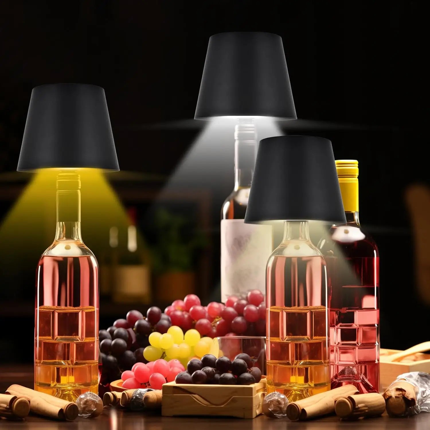 Wireless Bottle Table Lamp Touch Control of 3 Colors and Stepless Dimming Night Lamp Suitable for Bar Wine Bottles Desk Lights tableandwalllamps