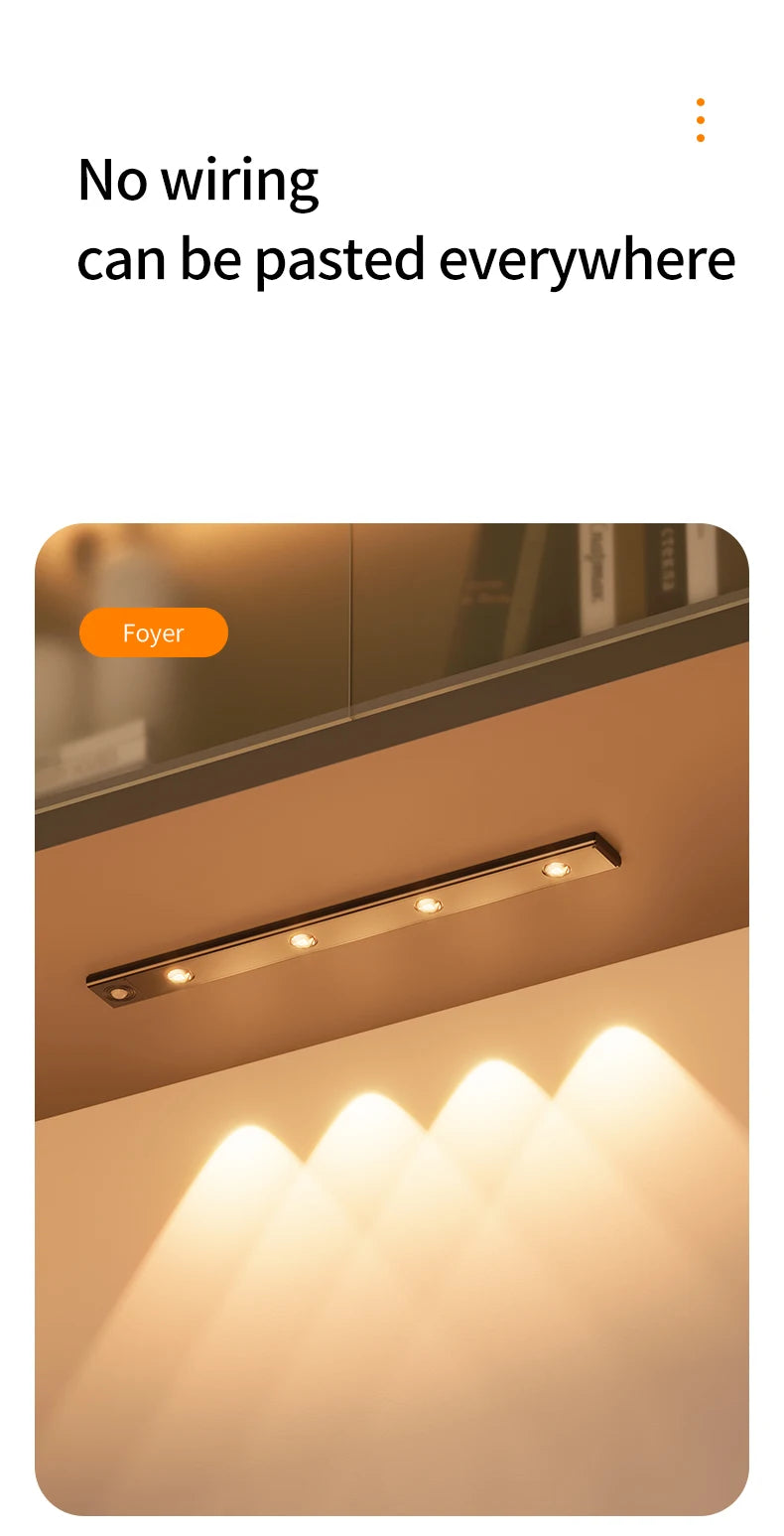 Human body sensing LED light Intelligent wireless charging light Self-adhesive kitchen wardrobe wine cabinet free installation tableandwalllamps