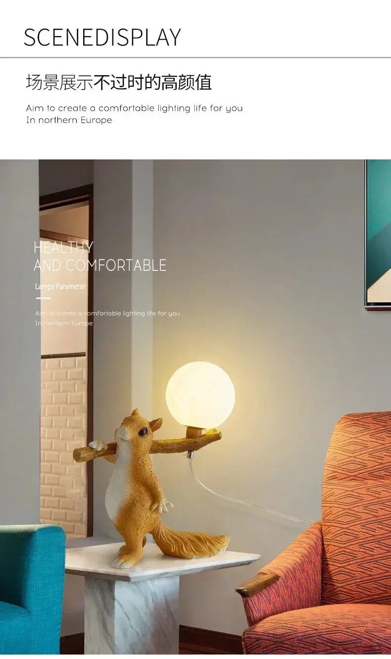 Bedside Lamp Table Lamp Children Desk Lamps Nordic Modern Creative for Living Room Bedroom Cute Decoration Squirrel Cartoon LED tableandwalllamps