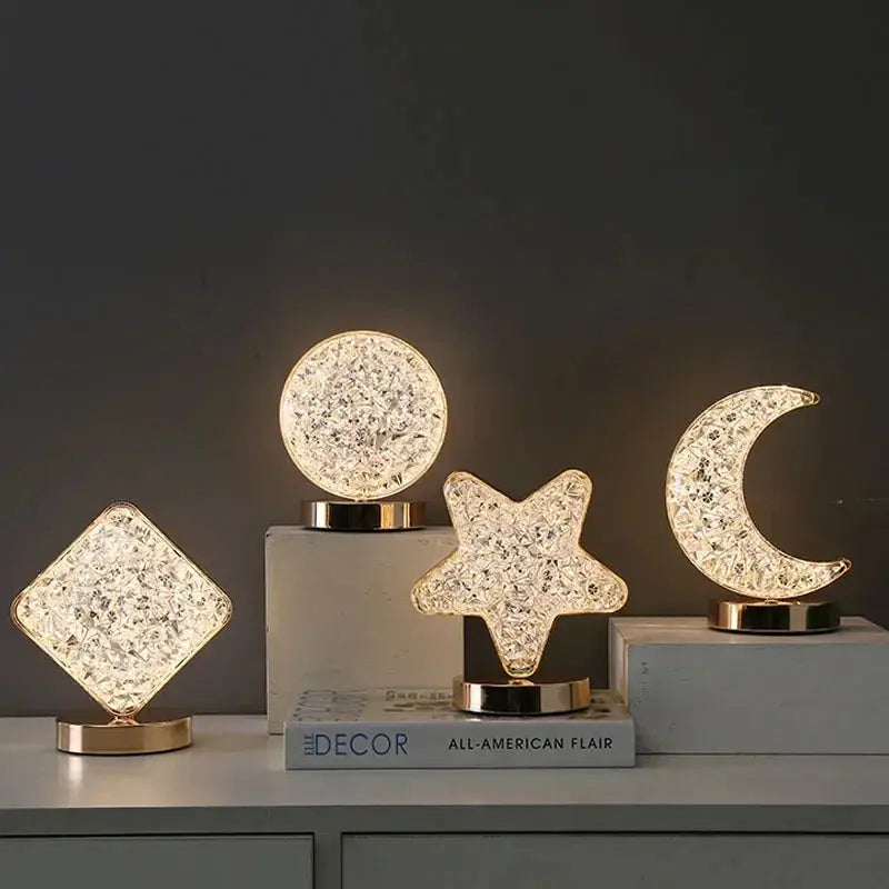 Nordic Luxury Bedroom Lamp Acrylic Crystal Star Bedside Table Lamp Romantic Atmosphere Lamp Recharge Touch Switch Night Lights tableandwalllamps