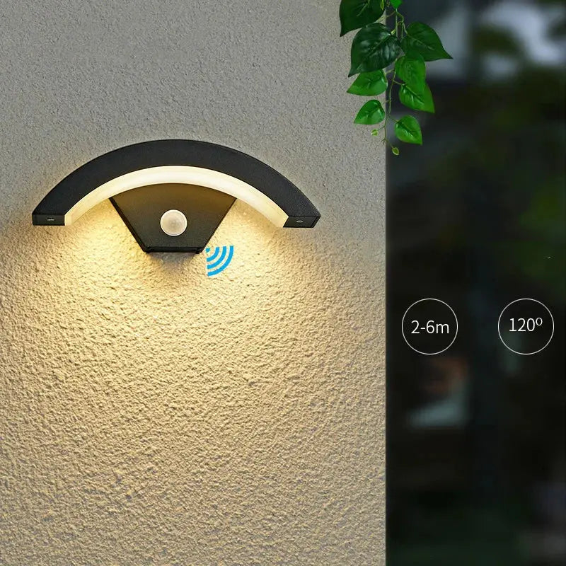 18W 24W 30W Moden waterproof outdoor wall lamp PIR motion sensor wall light Garden porch frontdoor black aluminum lamp body tableandwalllamps