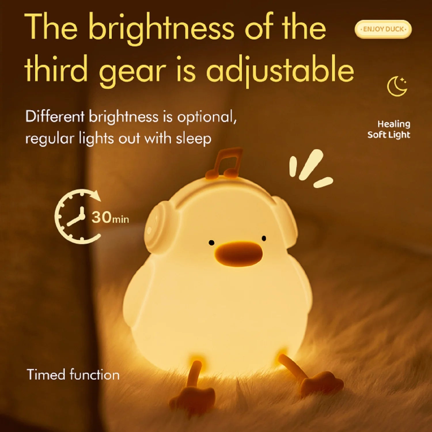 Funny Duck Rechargeable LED Night Light Silicone Lamp Bedside Cartoon Cute Children Nightlights for Home Room Decor Birthday Gif tableandwalllamps