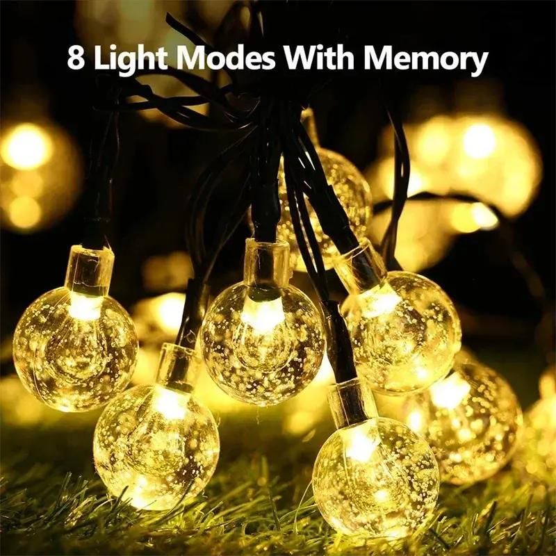 20~200LED Solar Lights Outdoor Globe Fairy String Light Christmas Garland 8 Modes Waterproof Patio Light for Garden Party Decor tableandwalllamps