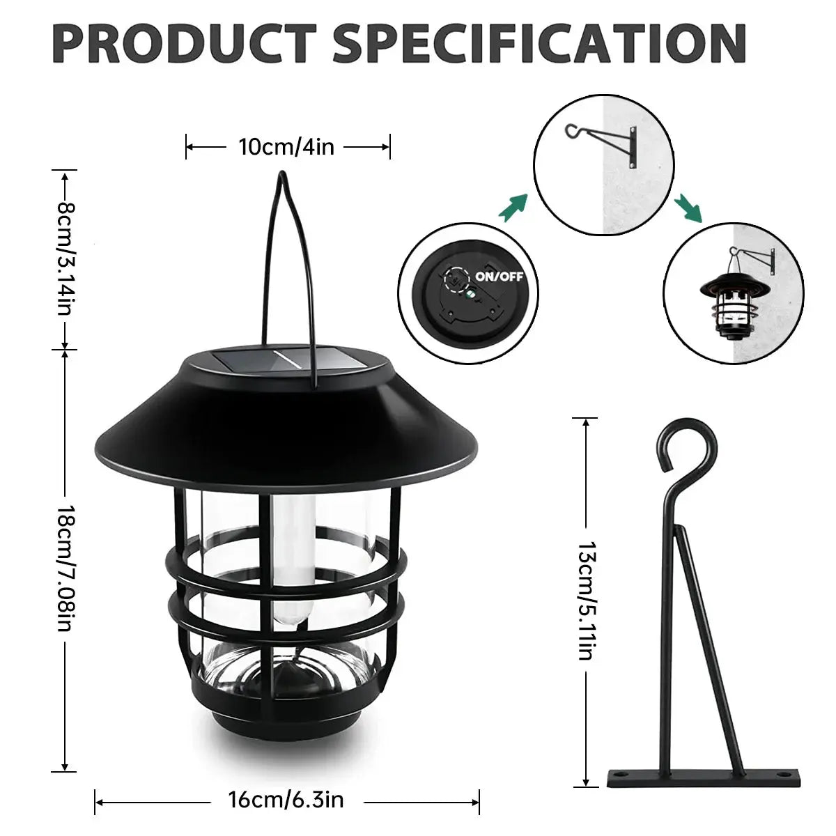 Solar Lantern Outdoor Hanging Wireless Waterproof Flickering Flames Lantern Lights with Wall Mount Kit for Garden Porch Fence tableandwalllamps