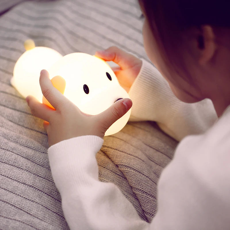 Puppy Cat Night Light Rechargeable Nursery Led Table Lamp Silicone Kawaii Birthday Gifts for Kids Toddler Room Bedroom Decor tableandwalllamps