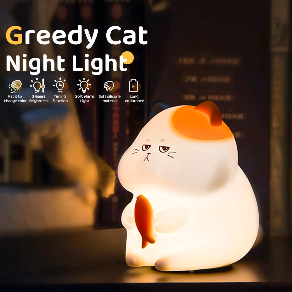 Silicone Cat Dog Night Light USB Rechargeable Nursery Sleeping Lamp Kawaii Bear Cordless Night Lights For Kids Room Decor tableandwalllamps