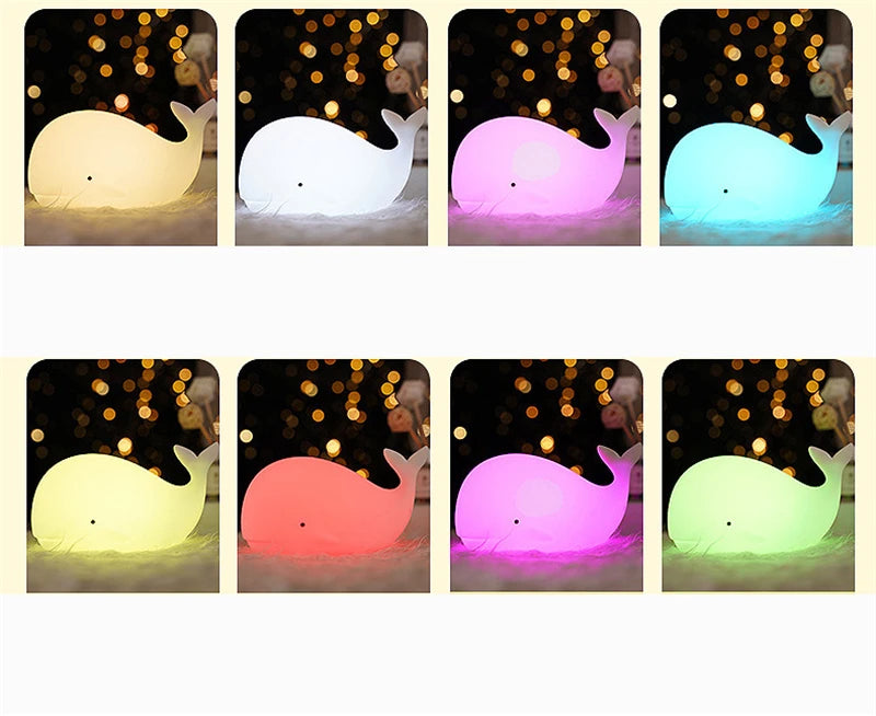 Cute Silicone Night Light Rabbit Whale Cat Touch Sensor USB Rechargeable Bedroom Bedside Lamp For Kids Baby Dropshipping tableandwalllamps