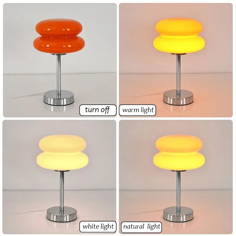 Italian Designer Glass Egg Tart Table Lamp Bedroom Bedside Study Reading Led Night Light Home Decor Atmosphere Stained Desk Lamp tableandwalllamps