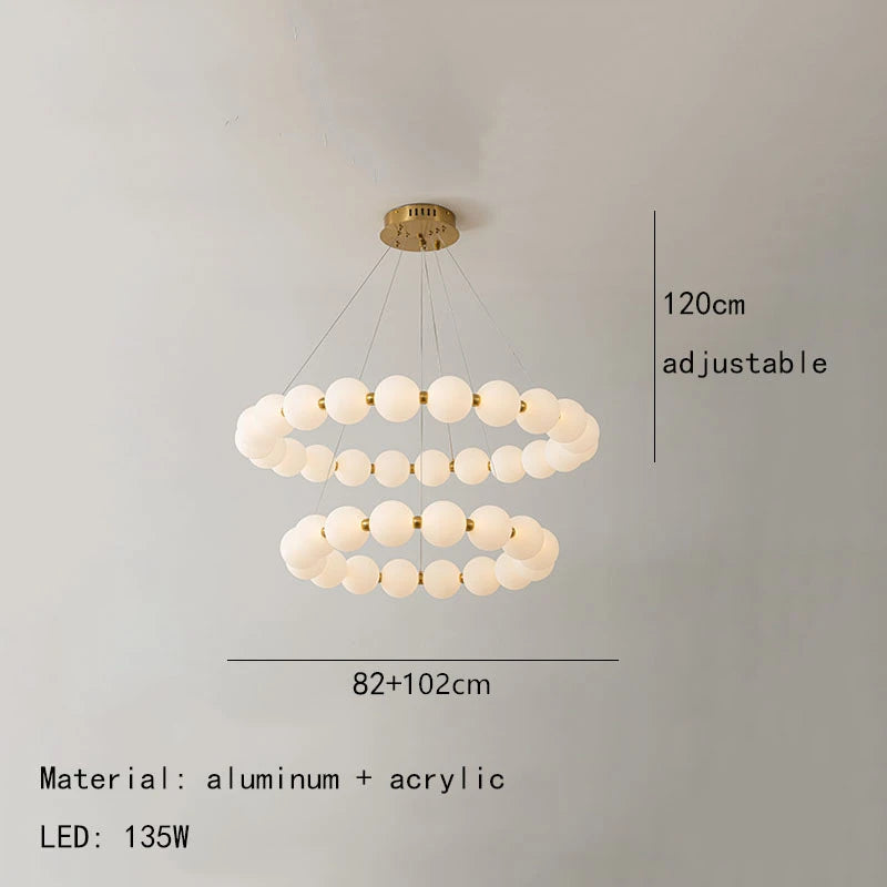 Nordic Ring LED Chandelier Dimmable Acrylic for Living Room Center Table Bedroom Hall Pendant Lamps Home Decor Lusters Fixture