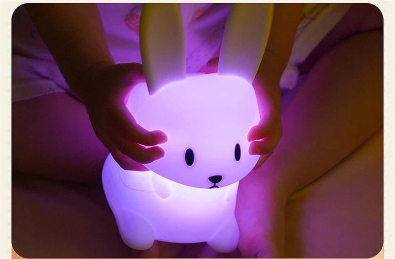 Cute Silicone Night Light Rabbit Whale Cat Touch Sensor USB Rechargeable Bedroom Bedside Lamp For Kids Baby Dropshipping tableandwalllamps