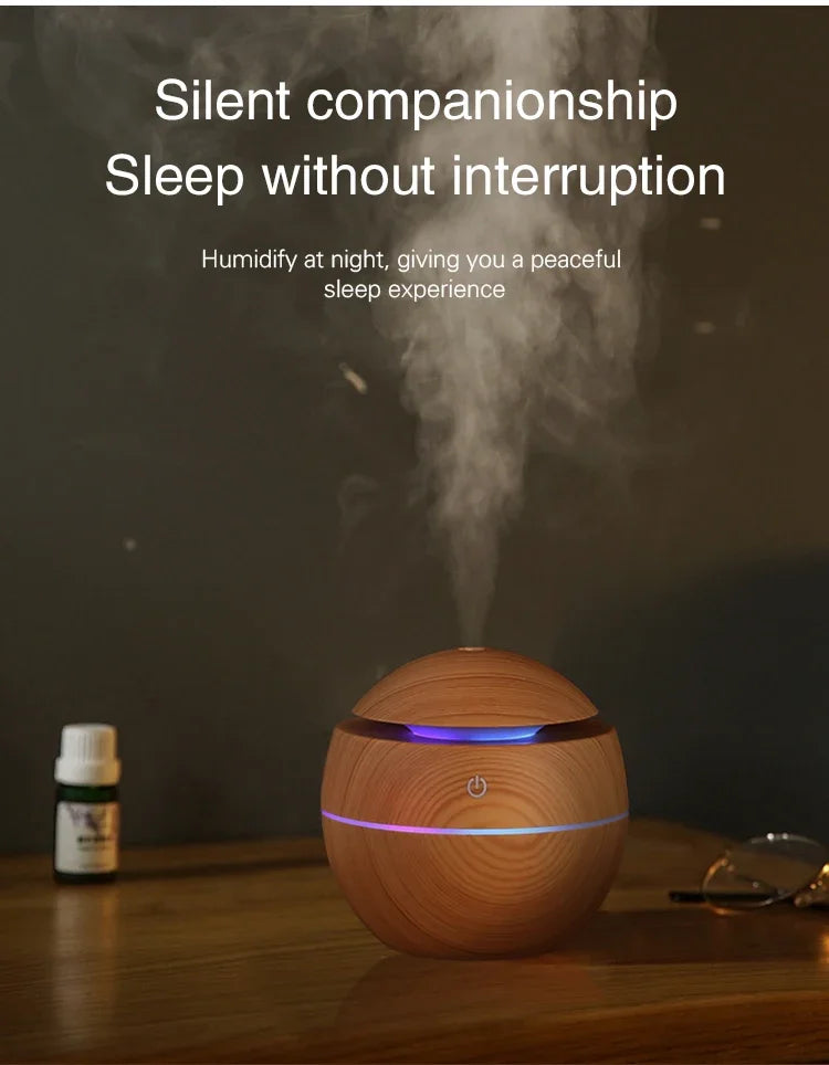 USB Ultrasonic Cool Mist Sprayer Essential Oil Fragrance Mini Home Wood Grain Air Humidifier Electric Air Aroma Diffuser Purifie tableandwalllamps