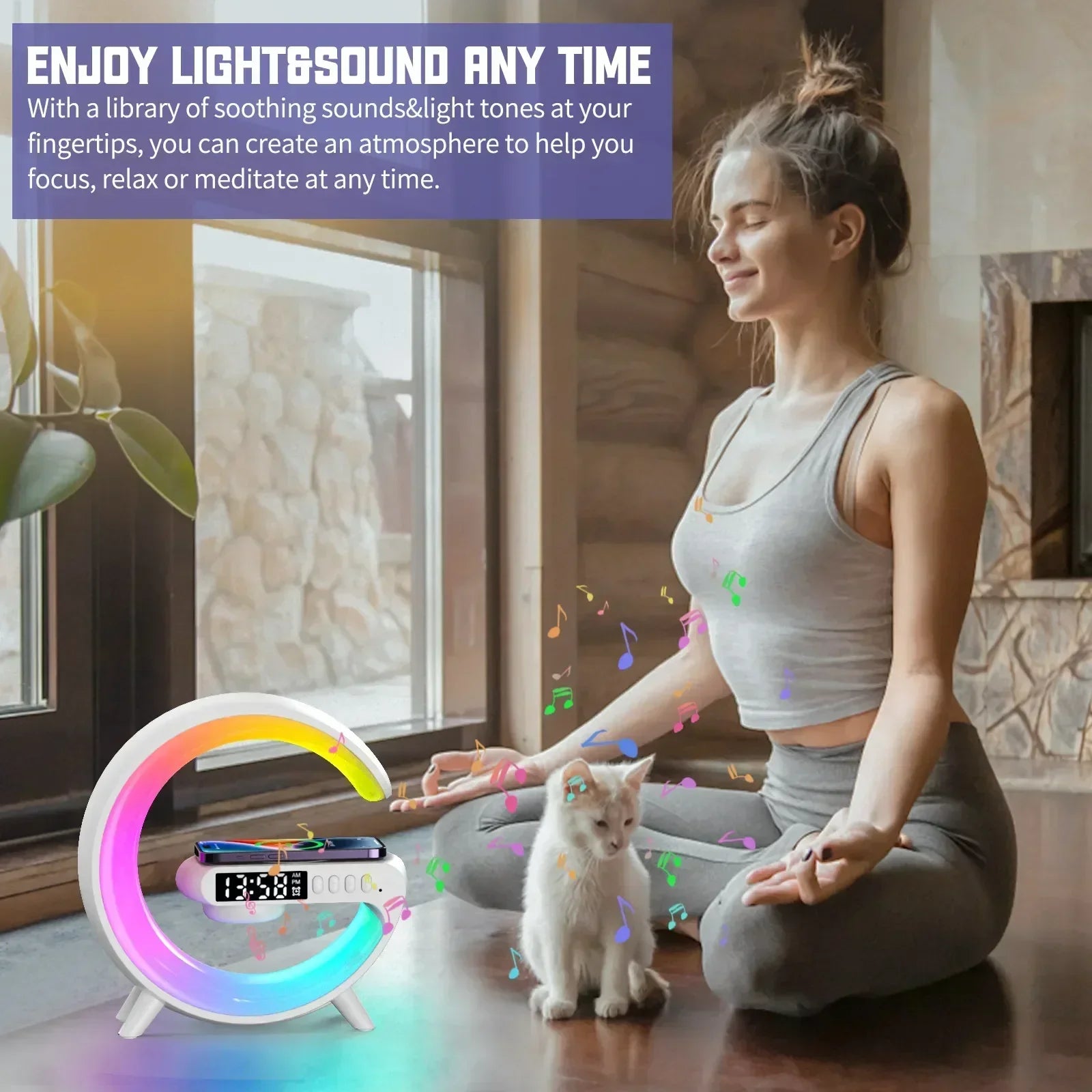 BIG G Multifunction Wireless Charger Stand Pad Speaker RGB Night Light Fast Charging Station for iPhone 15 14 13 Samsung Xiaomi tableandwalllamps