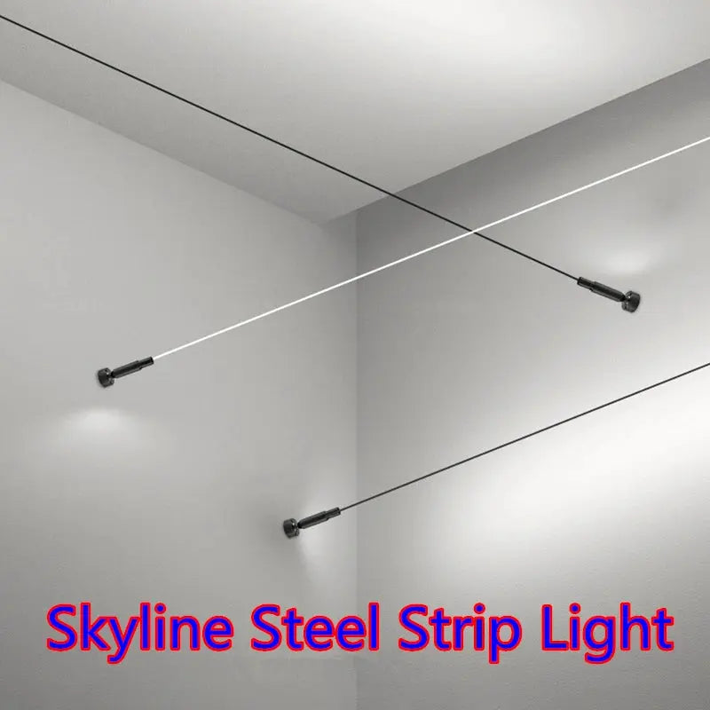 Diy Long LED Skyline Steel Strip Luminous Linear No Main Light Decoration, Modern Minimalist Creative Exhibition Hall Wall Light tableandwalllamps