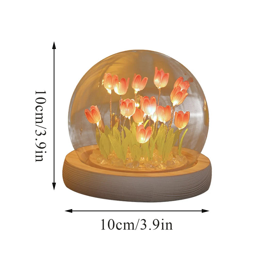 Simulation Tulip DIY Bedside Lights Handmade Material Flower LED Night Light Battery Operated Table Lamp Bedroom Decoration tableandwalllamps