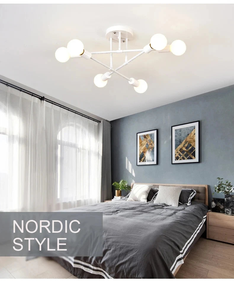 Nordic Minimalist Pendant Light Ceiling Lamp LED Chandelier Suitable for Bedrooms Living Rooms Black Gold Lighting Decoration