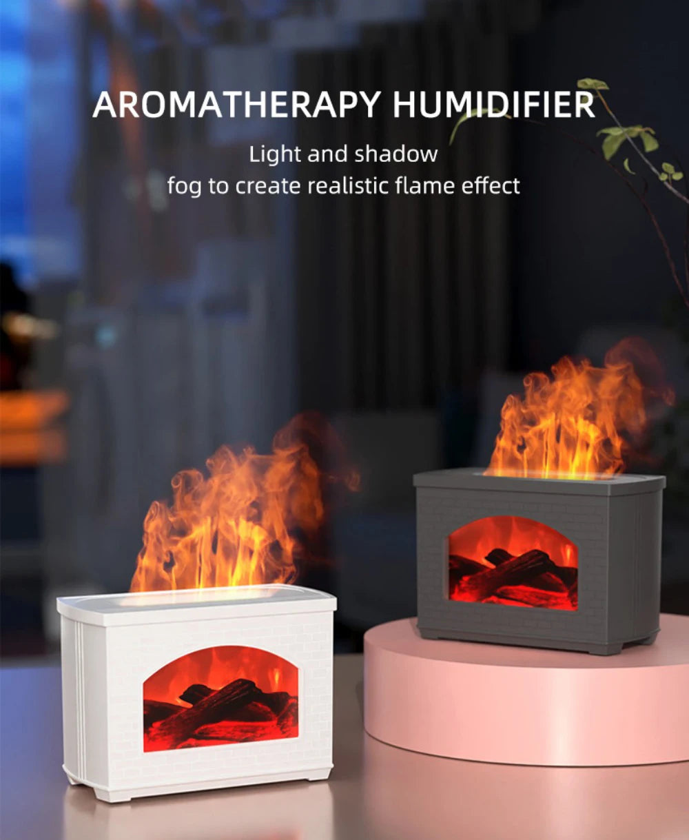 Colourful Flame Home USB Aromatherapy Diffuser Large Capacity Water Tank Fireplace Essential oils Air Humidifier Christmas Gifts tableandwalllamps